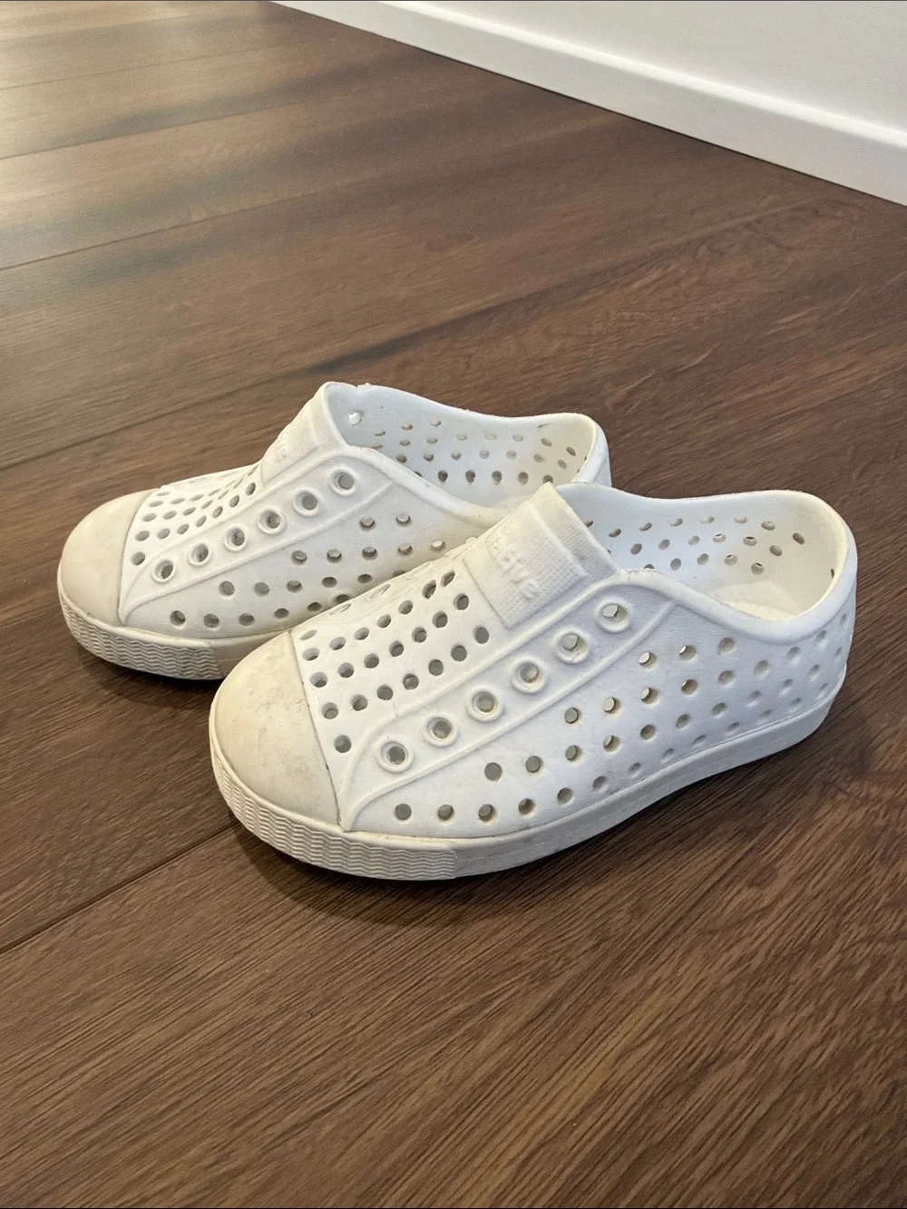 Native Kids White Slip-On Perforated Water Shoes
